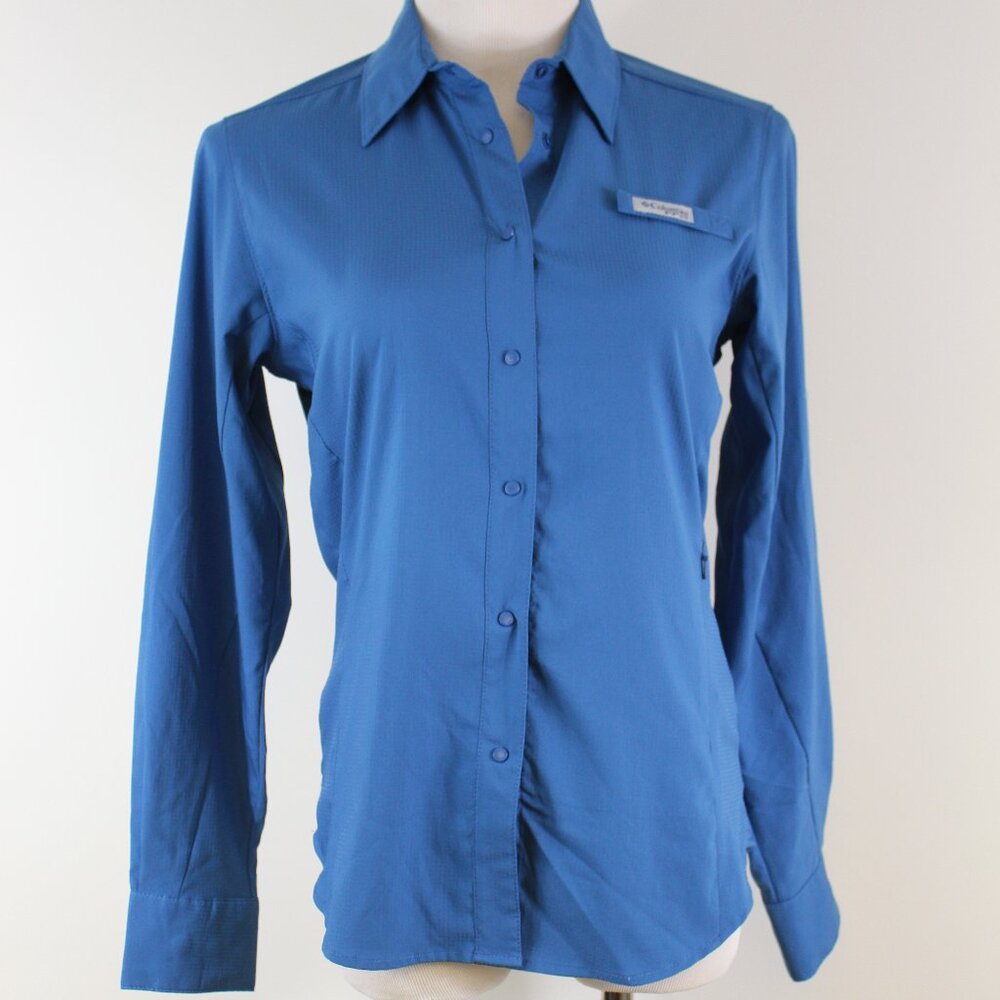Columbia Tamiami II Long Sleeve Shirt Women’s XS Omni-Shade PFG Blue